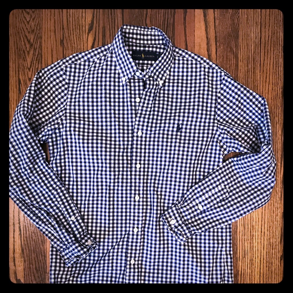 Ralph Lauren Men’s Small Navy Check Button Down